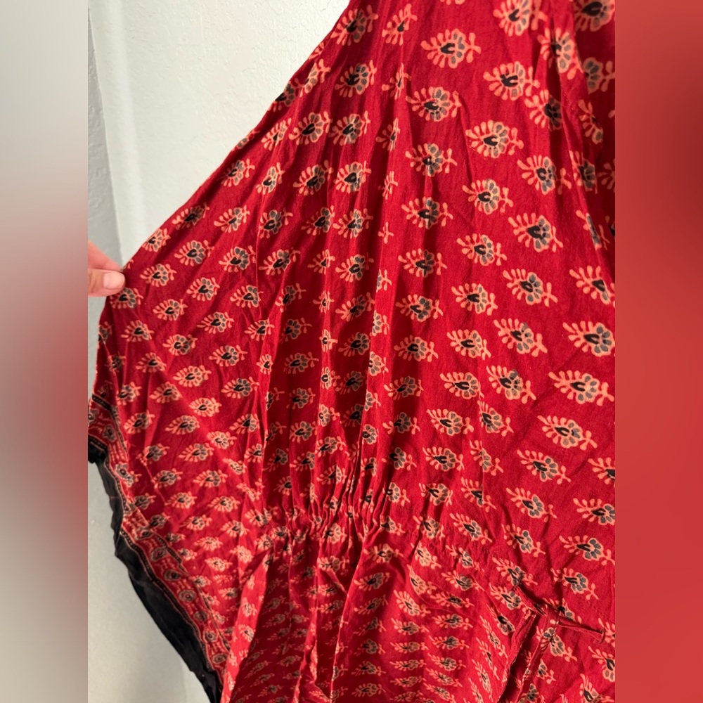 Pax Philomena natural dye Susie dress maxi kaftan ONE SIZE red black - Picture 5 of 6